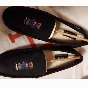 NIB-Polo Ralph Lauren American Flag Polo Bear Declan Loafers/Slippers-Black-10